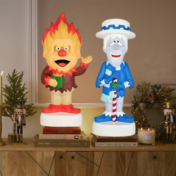 12" Plug-In Heat Miser Christmas Decor, LED Blow Mold Retro Holiday Character Statue, Glowing Lighted Figurine For Front Porch, Backyard Lawn, Patio And Christmas In July Party Layouts