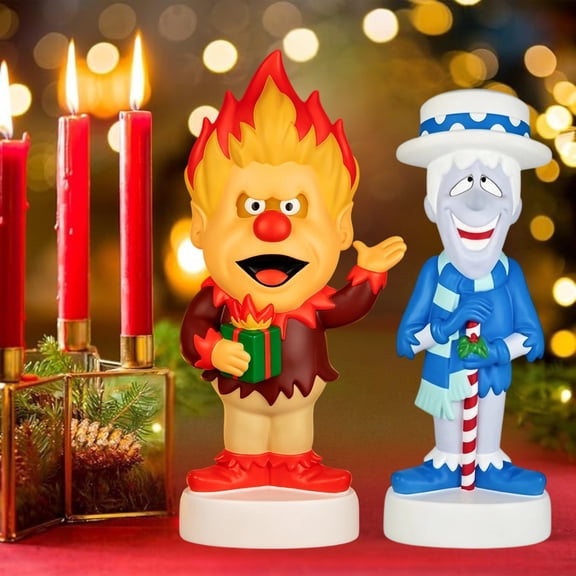 12" Plug Powered Classic Heat Miser Holiday Figurine, LED Light Up Blow Mold Villain Ornament, Dual Scene Decor For Backyard Patios, Entry Porches And Indoor Holiday Cabinets