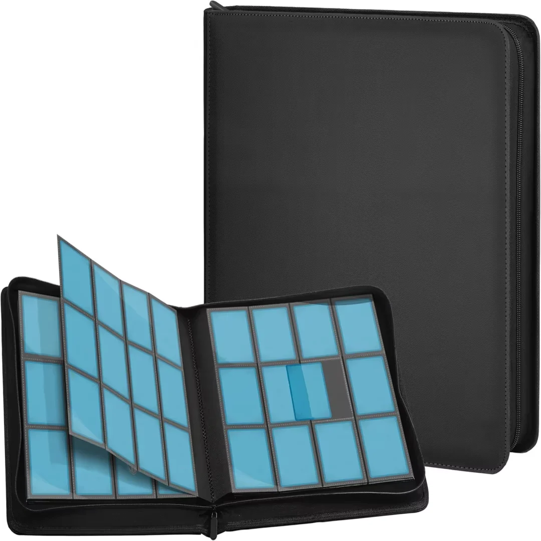 12 Pocket Card Binder, Premium Zip Trading Card Binder, 720 Double Sided Pocket PU Collection Binder, Collector Album, Card Folder for MTG, TCG, Sports Cards (Black)