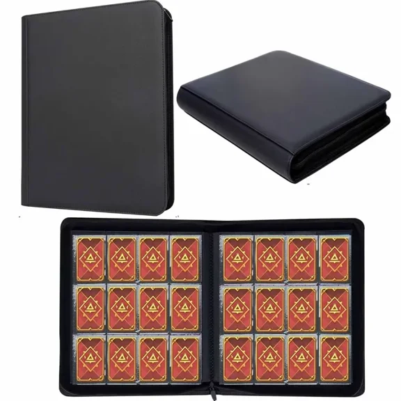 12-Pocket Card Binder, Ringless Side Loading Card Holder Album, Holds 720 Cards - Trading Card Album fit for Standard Size MTG & Sports Cards-（Black）