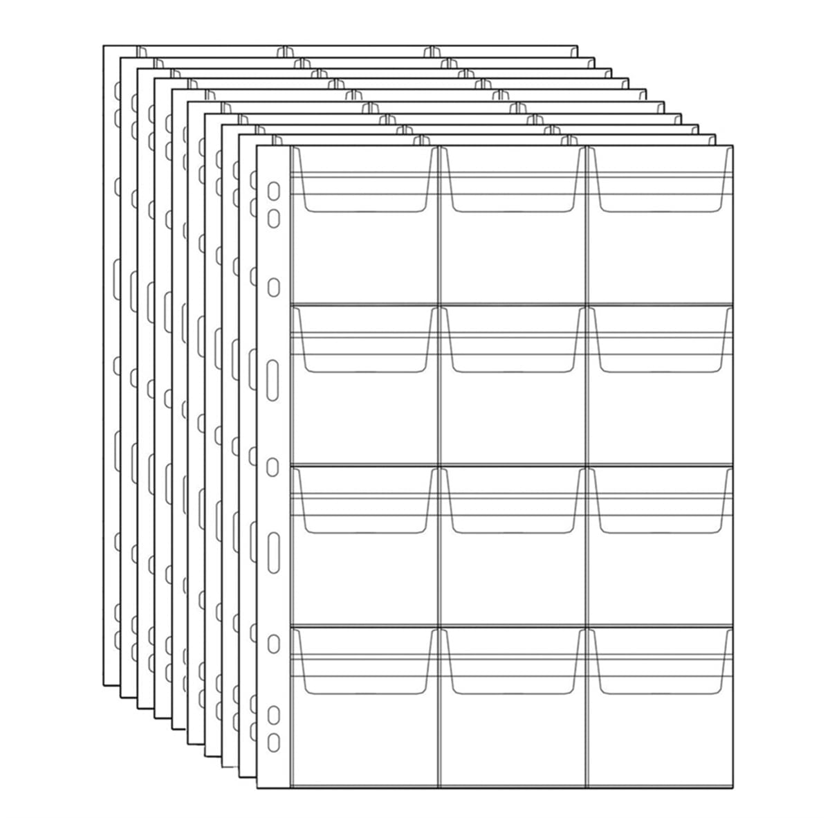 12-Pocket Coin Bags,Coin Collecting Pages 10 Pcs,Standard 9-Hole Coin Collection Pages,Coin Collecting Supplies for Collectors,Currency Stamp Badges Collecting Sleeves (Clear)