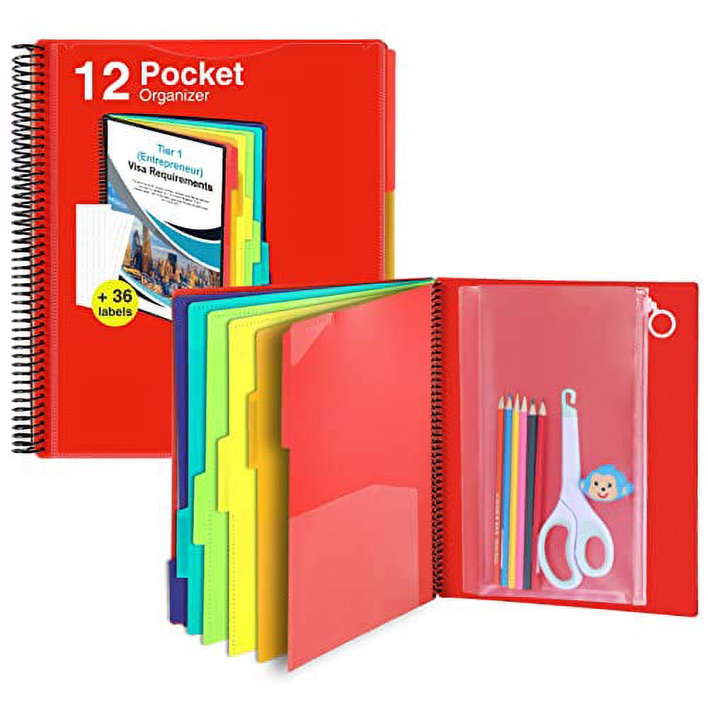 12 Pocket Project Organizer, Forvencer 1/6cut Tab Binder Organizer