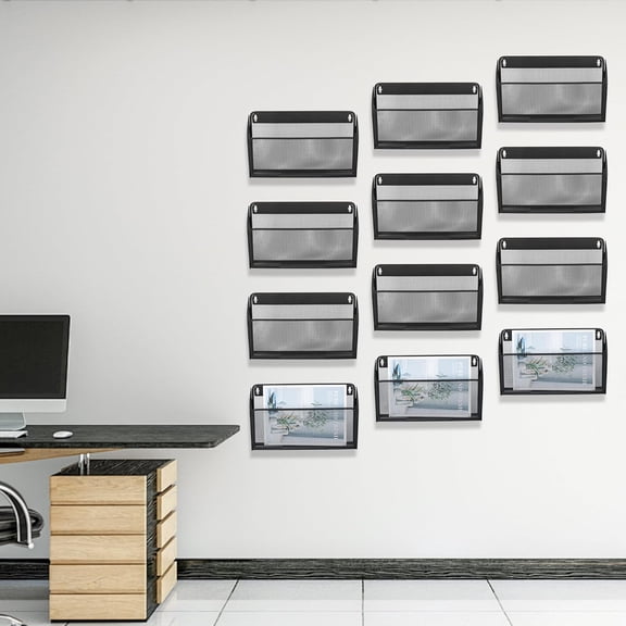 12 Pockets Wall File Holder Organizer Office Hanging Folder organizer Document Magazine Storage Rack for Office Home School, Black