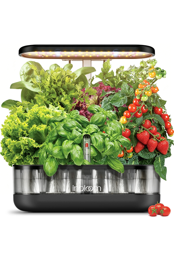 12-Pod Hydroponics Growing System Kit  Indoor Herb Garden Planter  Indoor Gardening Hydroponic System with 4.2L Water Pump & Adjustable Height  Gift for Women  Transparent Black