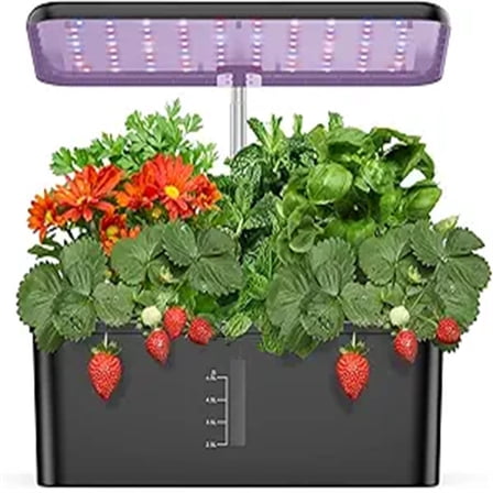 12 Pods Hydroponics Growing System, Indoor Garden with  Grow Light,  Germination Kit, Mini  Garden with Pump System, Height Adjustable (No )