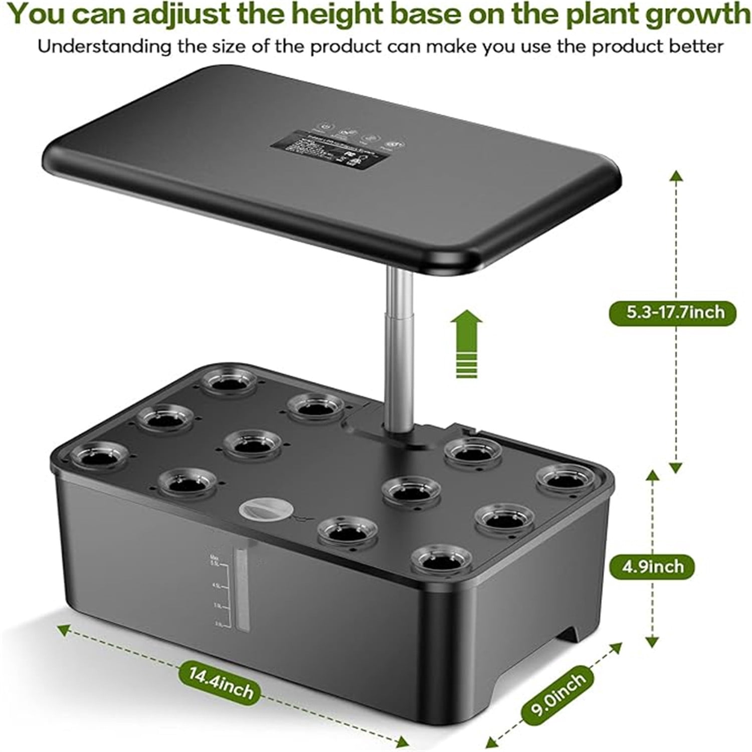 12 Pods Hydroponics Growing System, Indoor Garden with LED Grow Light ...
