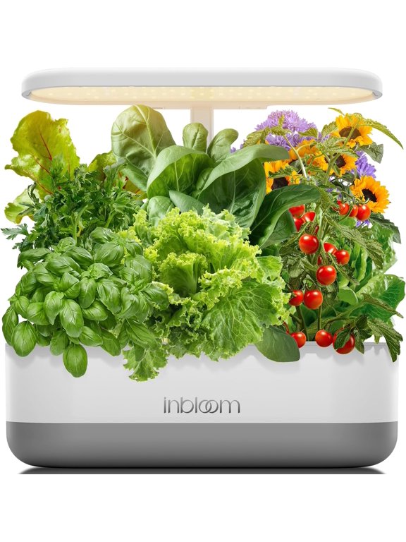 12 Pods Hydroponics Growing System Indoor Garden with LED Grow Light and Pod Kit, Plants Germination Kit with 4.2L Water Pump Accelerate, Height Adjustable, Gardening Gifts for Women, White