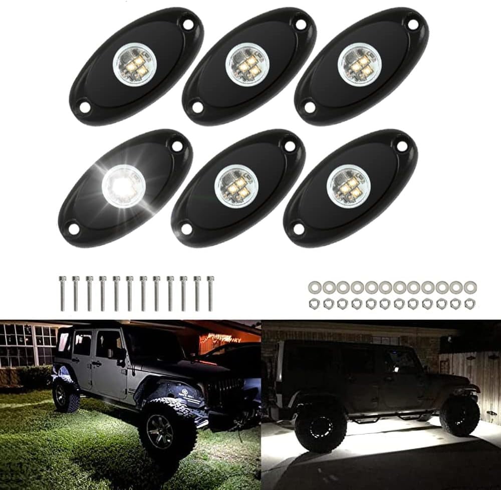 12 Pods White Rock Lights 6000K Pure White 36 LEDs SMD Chips Super Bright Neon Underglow Light Ip68 Waterproof Pickup Trucks Suv Utv Atv Rzr Car Boats Whit - View #4