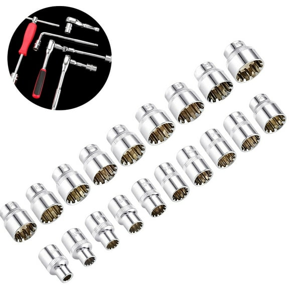 12 Point 12 Point Socket Bit Mirror Short Socket Head 3/8Inch Drive Torx Bit Ratchet Wrench Adapter Torque Spanner 6-24Mm 9Mm Fangkenuo