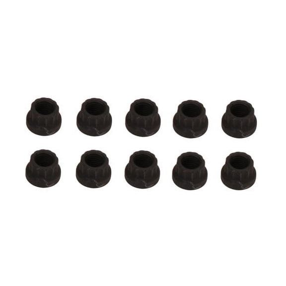 Speedway Motors 12 Point 5/16-24 Flange Flare Nuts Black Oxide Steel RH Thread Set of 10 for Headers Torque Tube Sprint Car Applications