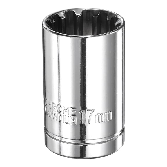 12 Point Socket 1/2" Drive by 17mm Metric CR-V Steel Shallow Sockets