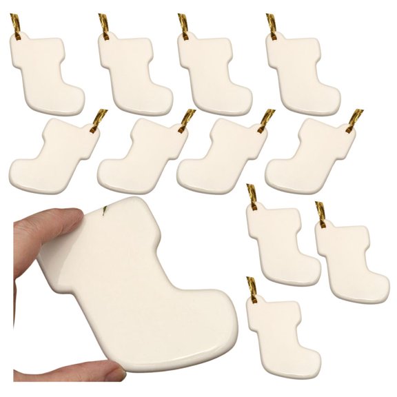 12pc Flat Porcelain Stocking Ornament Set - for Christmas - Factory Direct Craft
