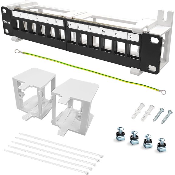 12 Port Blank Keystone Patch Panel Wall Mount 10inch with 89D Bracket Ethernet Patch Panel