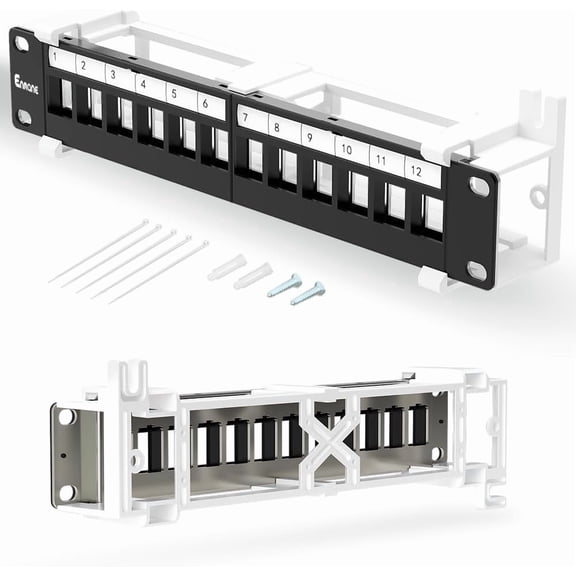 12 Port Blank Keystone Patch Panel Wall Mount 10inch with 89D Bracket Ethernet Patch Panel
