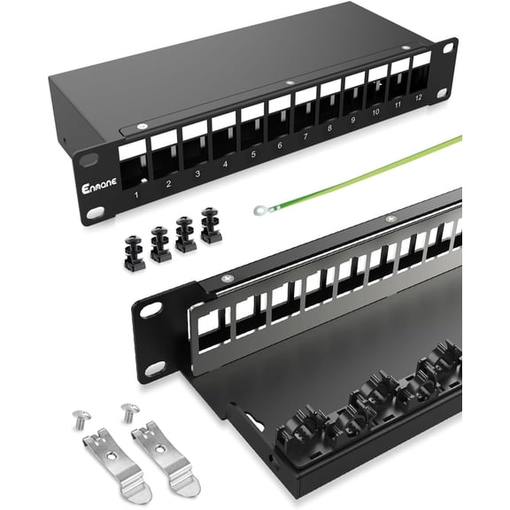 12 Port Blank Keystone Patch Panel for Rackmount &Wall Mount STP/UTP 1U10 Inch Network Patch Panel
