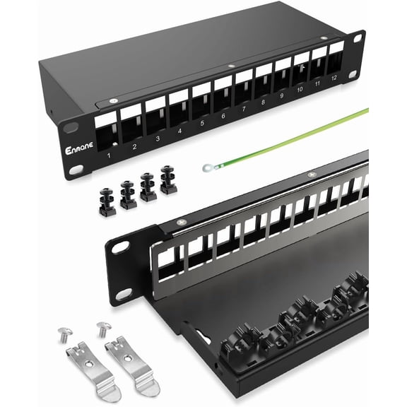 12 Port Blank Keystone Patch Panel for Rackmount &Wall Mount STP/UTP 1U10 Inch Network Patch Panel