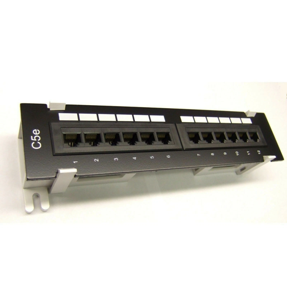 12-Port CAT5e Patch Panel, RJ45 110 Network Mount Bracket, Wall Mount
