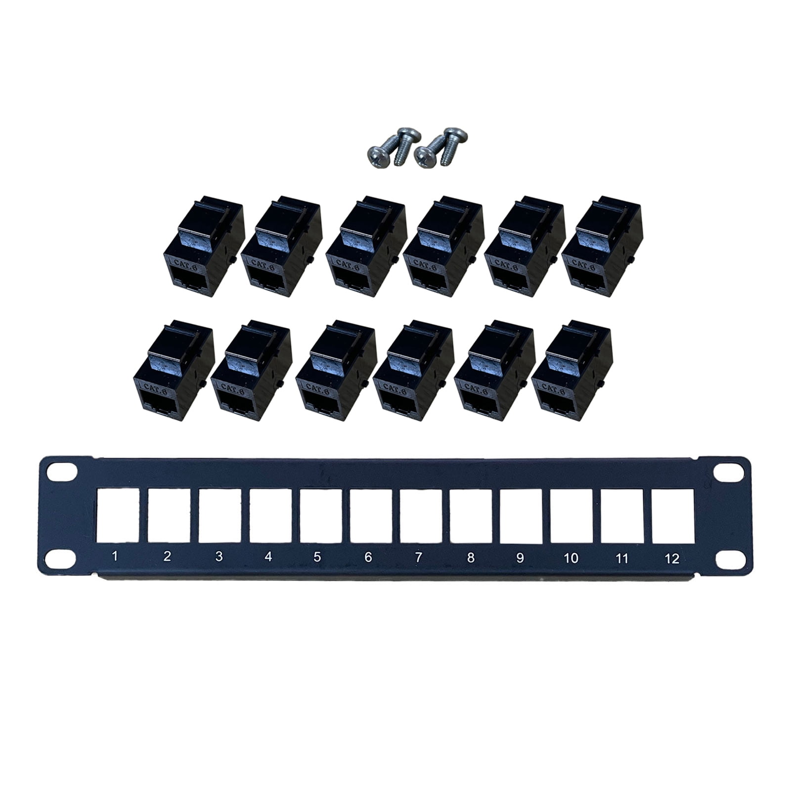 Socket Patch Panel 12-Port CAT6 Shielded Patch Panel RJ45 10G Ready Metal Housing Color ...