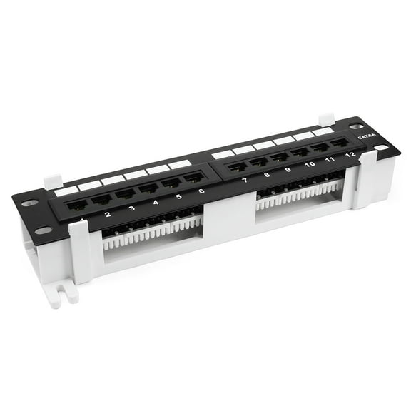12-Port Cat.6A UTP Unsheilded Patch Panel RJ45 Ethernet With Wallmount Bracket
