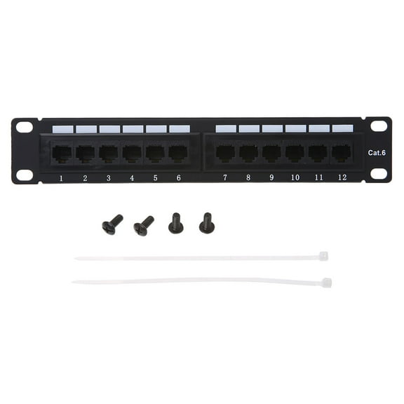 12-Port RJ45 Patch Panel Rack Mount Cable Management For Cat5e/Cat6 Ethernet