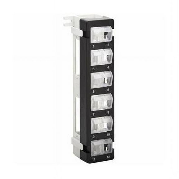 12-Port Wall-Mount Patch Panel for UTP Keystone Jacks Rotatable Modules, Black