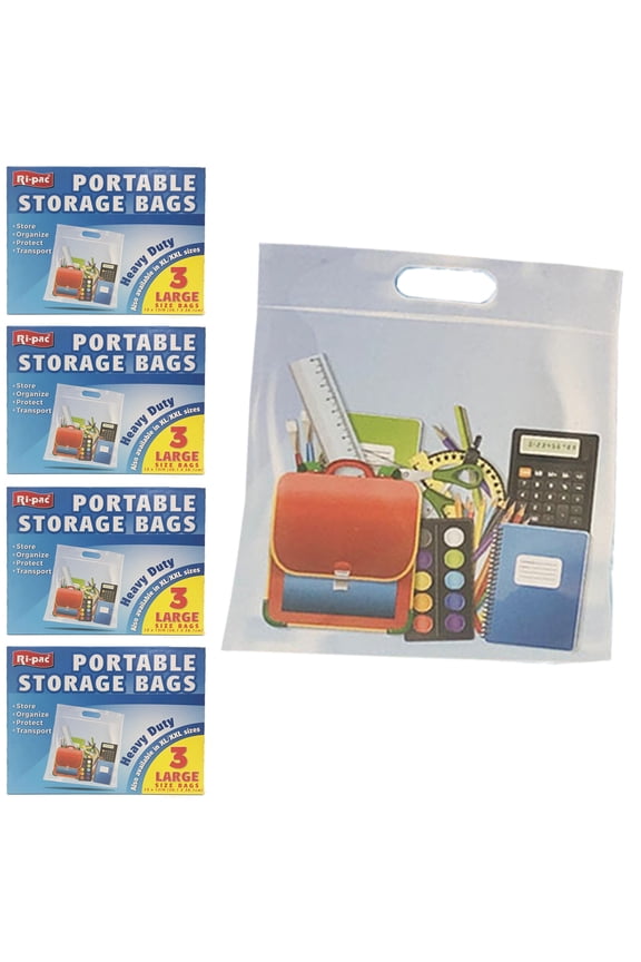 12 Portable Storage Bags Large Organizer Case Clear Travel Pouch Holder 15 X 15