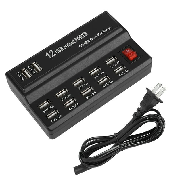 12 Ports USB Hub, Multiple Devices 12 Port Charging Station, ABS For