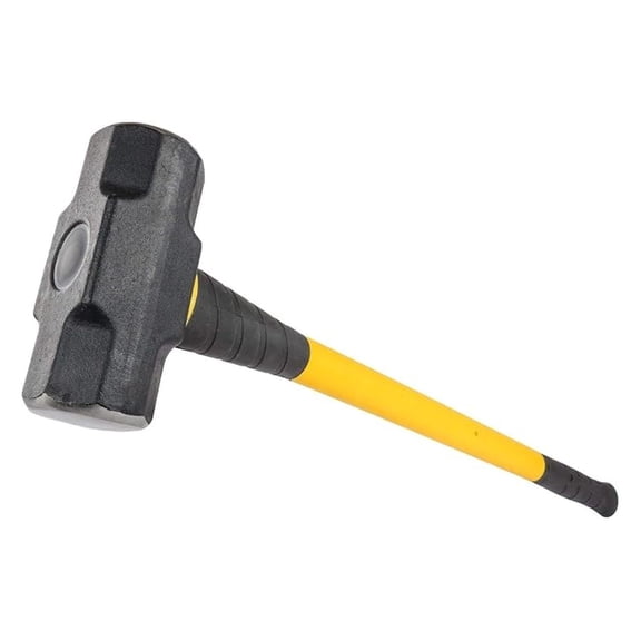 12-Pound Sledge Hammer with Fiberglass Handle - Heavy Duty Steel Head, Anti-Shock Grip - Construction, Demolition, Metalworking Tool