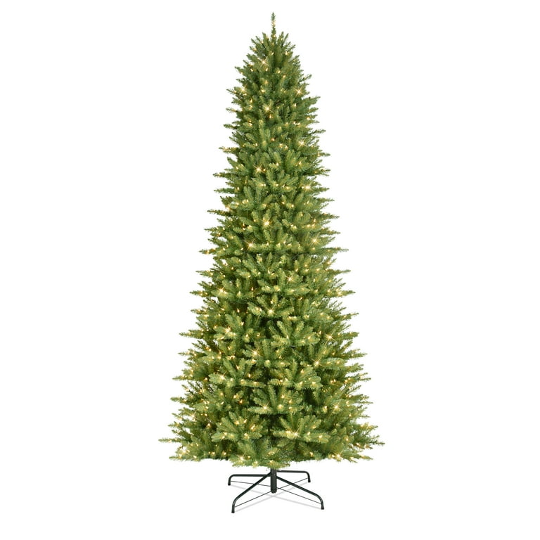 Puleo International 12ft Pre lit Slim Fraser Fir Artificial Christmas Tree with 1200 UL Listed Clear Incandescent Lights Walmart