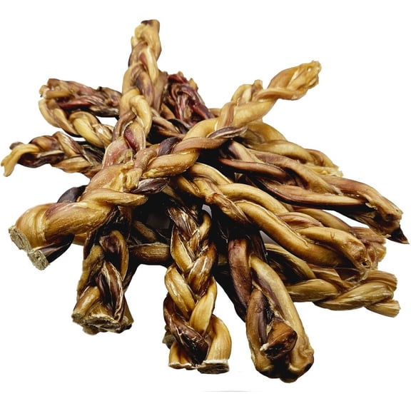 12" Premium Braided Bully Sticks Dog Treats, 12 count