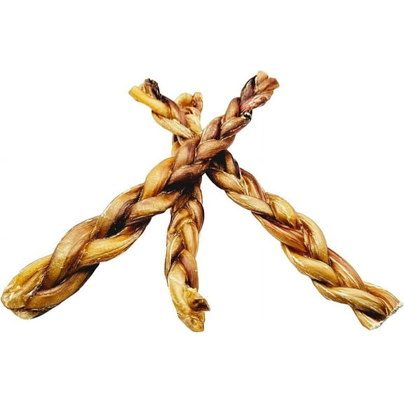12" Premium Braided Bully Sticks Dog Treats, 3 count