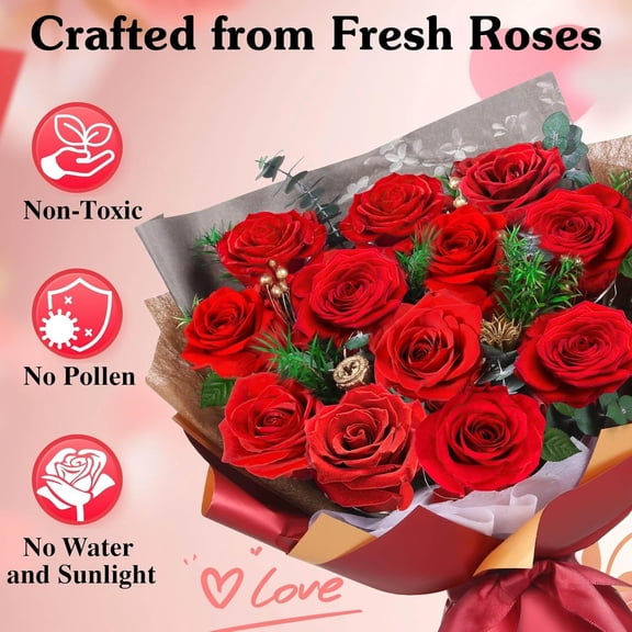 12 Preserved Red Roses Bouquet
