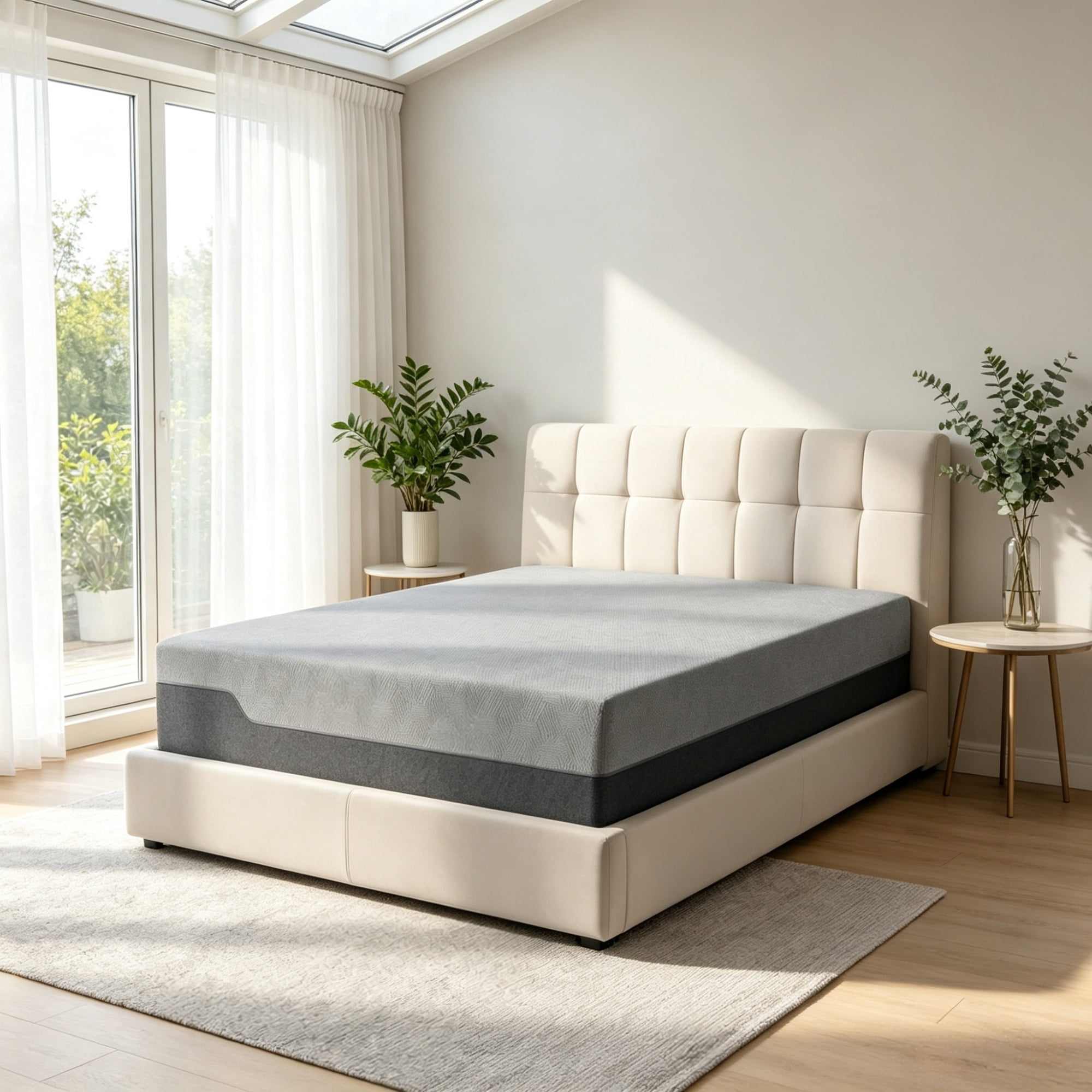 12" Pressure Relief Memory Foam Mattress, Graphene Gel Cooling Copper, Easy Setup Bed in a Box（Only Mattress）