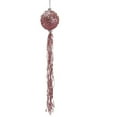 thumbnail image 1 of 12" Pretty in Pink Glitter Christmas Ball Ornament with Tassels and Silver Beads, 1 of 2