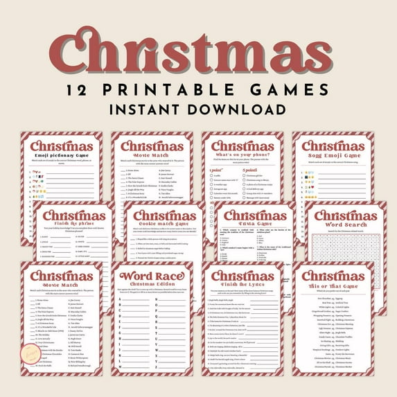 12 Printable Holiday Party Game Bundle Party Games for Adults Family
