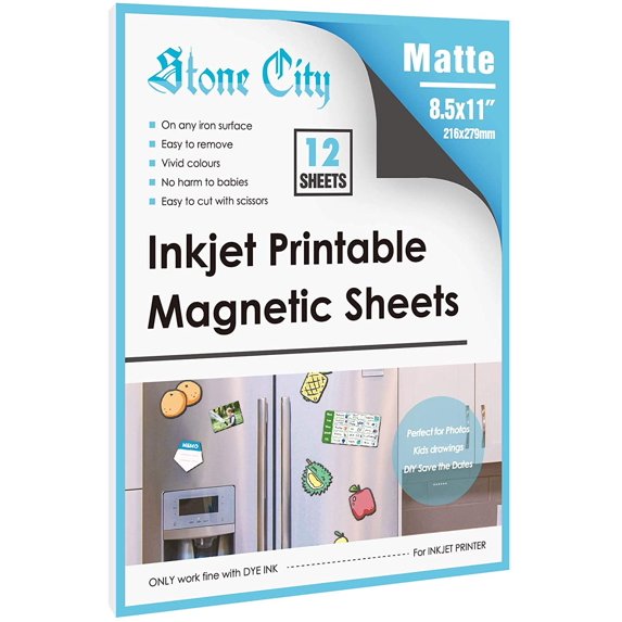 12 Printable Magnetic Sheets, Magnet Photo Paper 8.5x 11 Matte for Inkjet + Laser Printers, 12 Mil, Cutable for DIY Signs, Photos, Crafts