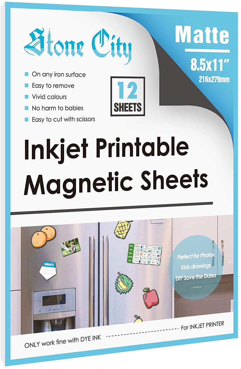 Glossy White Printable Magnet Paper 25 Sheets for Inkjet Printer