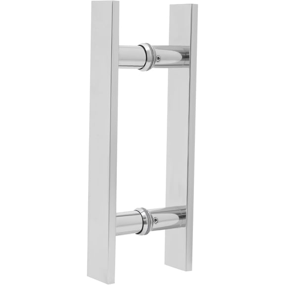 12 In Push Pull Door Handle Long Double-Sided H Shape Sliding Door Handle Stainless Steel Flat Rectangle Bar for Glass Wooden Barn Front Door (Silver)