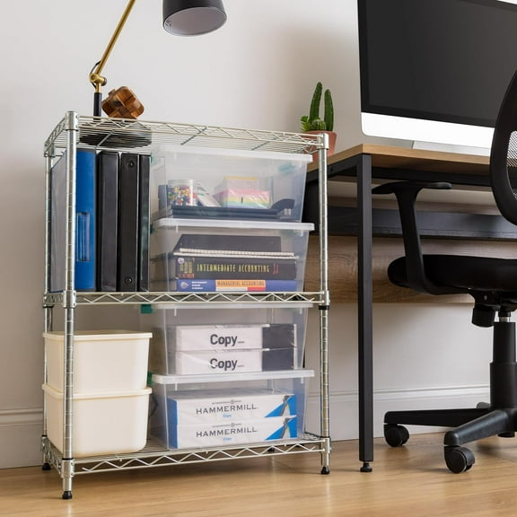 12 Qt. Plastic Storage Bins with Lids, 4 Pack, Stackable, Multi-Purpose, for Home Office Art Supplies