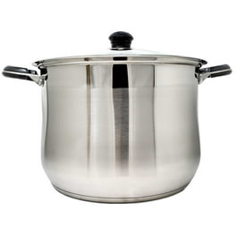 6 QT Pot, P&P CHEF 6-quart Stainless Steel Stockpot with Lid, Bakelite  Heat-Proof Double Handles & Brown Glass Lid & Sliver Stainless Steel Pot
