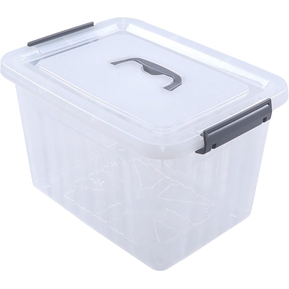 12 Qt Storage Container with Lid, 1 Pack Latching Box, Clear Bin with Handle