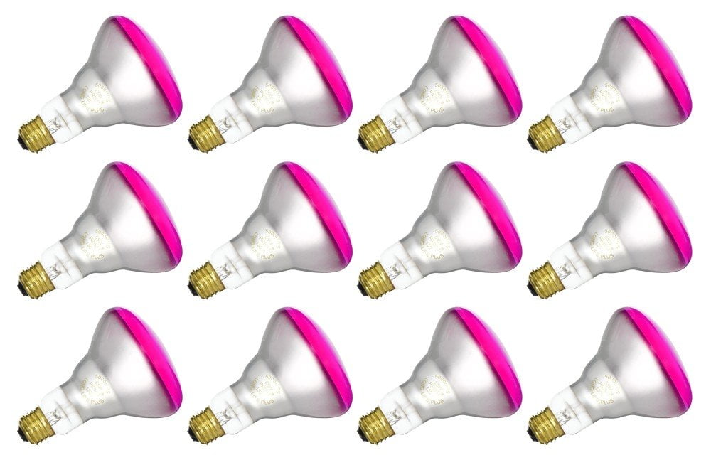 12 Qty. Halco 65W BR30 PNK 130V 5M Prism BR30PNK65/5 65w 130v Incandescent Pink Prism Lamp Bulb