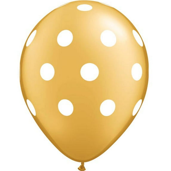 12 Qualatex Polka Dot Balloon Gold White Color 11"
