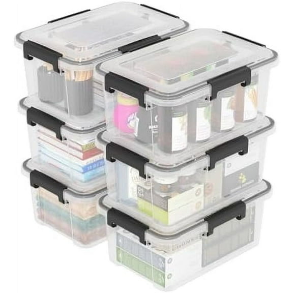12 Quart Clear Plastic Storage with Lid, Latching Storage , Pack of 6