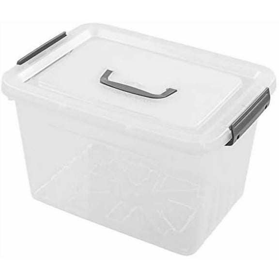 12 Quart Clear Storage Bin, Plastic Stackable Box/Cotainer with Lid and Grey Handle$$Home Decor, Kitchen, & Other
