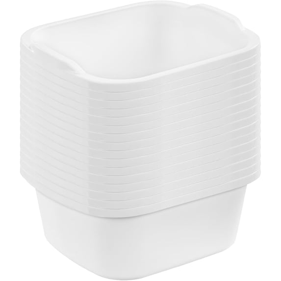 12 Quart Durable Heavy Duty Reinforced Plastic Kitchen Dishpan Basin with Molded Handles for Household Chores and Storage, White, 8 Pack