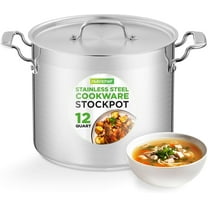 12 Quart Heavy Duty Stockpot with Stainless Steel Lid - Induction Compatible Cooking Pot, Great for Soups and Stews
