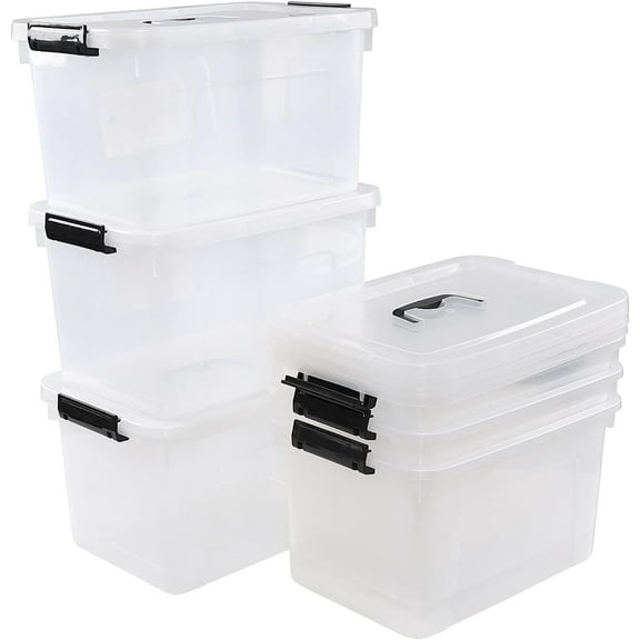 12 Quart Plastic Storage Bin with Lid, Clear Latch Box, 6 Packs