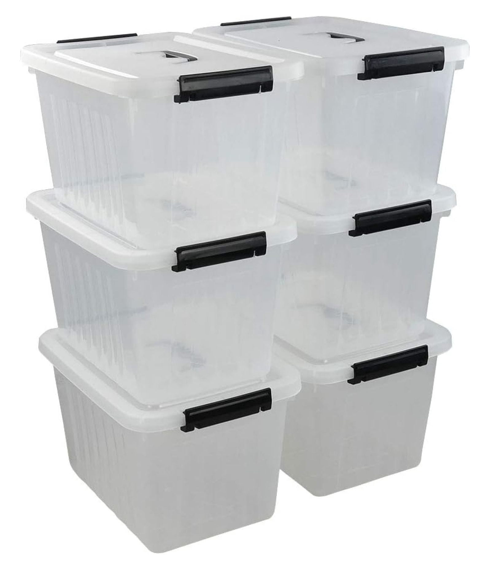 12 Quart Plastic Storage Box with Handle, 6 Pack Clear Latching ...