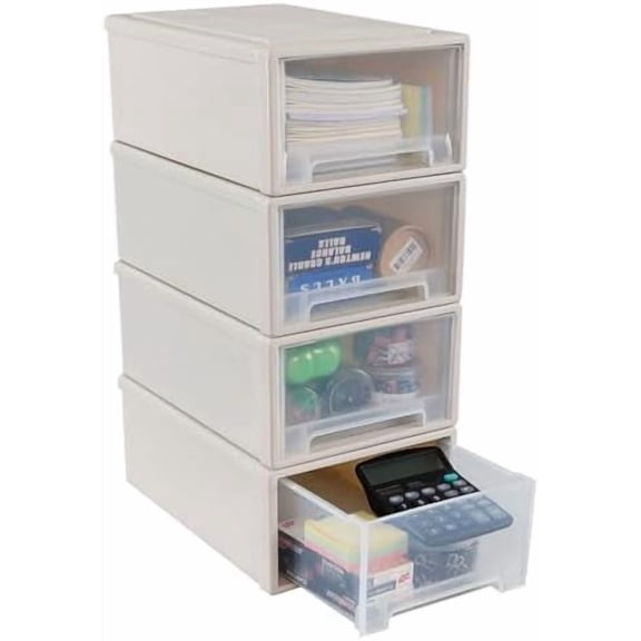 12 Quart Stackable Storage Drawers, Plastic Stacking Drawer, 4 Packs$$Home Decor, Kitchen, & Other
